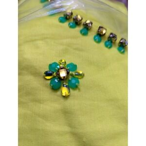 Ruby Rd Bright Yellow Green Top PLus Size 1X Embellished Blouse Top Blouse Shirt